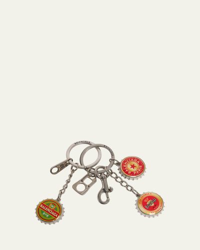Balenciaga Men's Beer Cap Logo Keychain