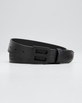 Balenciaga Men's Hourglass B-Logo Tonal Leather Belt