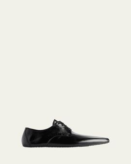 Balenciaga Men's Hyperflat Leather Square-Toe Derby Shoes