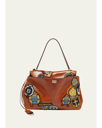 Balenciaga Men's Rodeo Multi-Patch Leather Top-Handle Bag