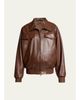Balenciaga Men's Smooth Leather Oversized Bomber Jacket - 1