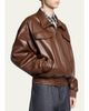 Balenciaga Men's Smooth Leather Oversized Bomber Jacket - 4
