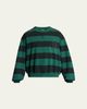 Balenciaga Men's Stripe Logo Crest Crewneck Sweatshirt - 1