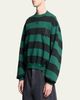 Balenciaga Men's Stripe Logo Crest Crewneck Sweatshirt - 4