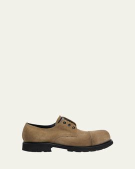 Balenciaga Men's Truck Suede Cap-Toe Derby Shoes