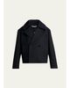 Balenciaga Men's Wool Knit-Collar Double-Breasted Jacket - 1