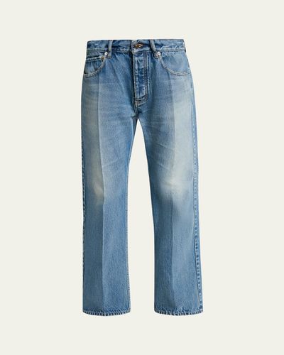 Balenciaga Mid-Rise Faded Denim Straight-Leg Jeans