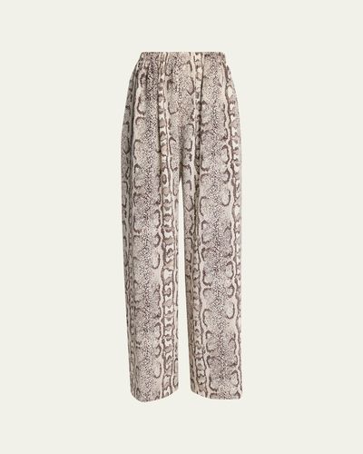 Balenciaga Python-Print Silk Crepe Wide-Leg Pants