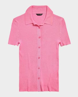 Balenciaga Short-Sleeve Rib Button-Down Shirt