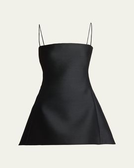 Balenciaga Square-Neck High-Low Mini Babydoll Dress