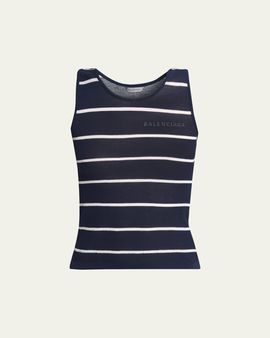 Balenciaga Striped Cotton Knit Tank Top