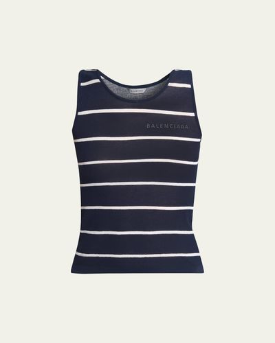 Balenciaga Striped Cotton Knit Tank Top