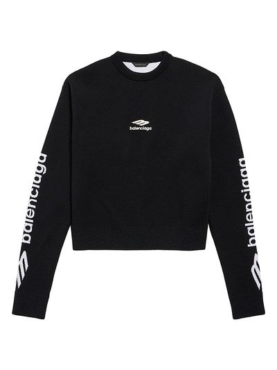 Balenciaga Women's 3B Sports Icon Cropped Crewneck Sweatshirt