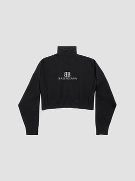 Balenciaga Women's Cropped High Neck Sweater