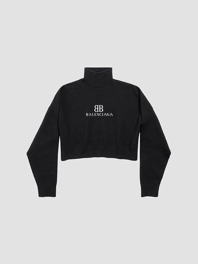 Balenciaga Women's Cropped High Neck Sweater