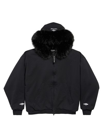 Balenciaga Women's Fluffy Zip-Up Hoodie