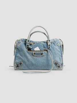 Balenciaga Women's Le City Denim Medium Top Handle Bag