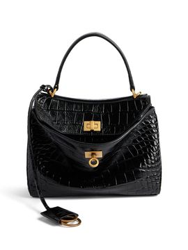 Balenciaga Women's Rodeo Mini Top Handle Bag Crocodile Embossed