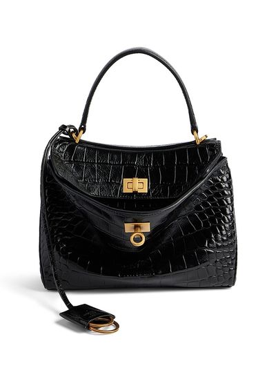Balenciaga Women's Rodeo Mini Top Handle Bag Crocodile Embossed