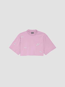 Balenciaga Women's Stickers Cropped T-Shirt
