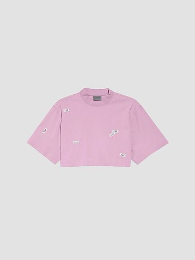 Balenciaga Women's Stickers Cropped T-Shirt