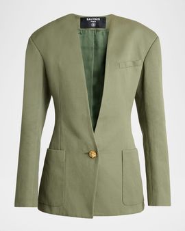 Balmain 2-Pockets Cotton Single-Breasted Jacket