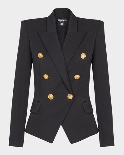 Balmain 6-Button Fitted Wool Blazer