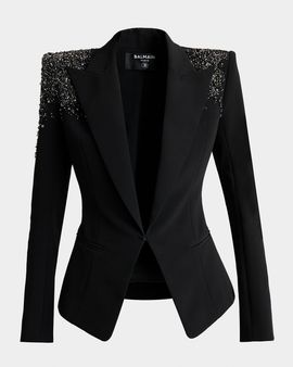 Balmain Amethyst Embroidered Single-Breasted Tailored Jacket