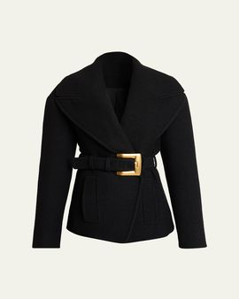 Balmain Anthem Buckle Belt Coat