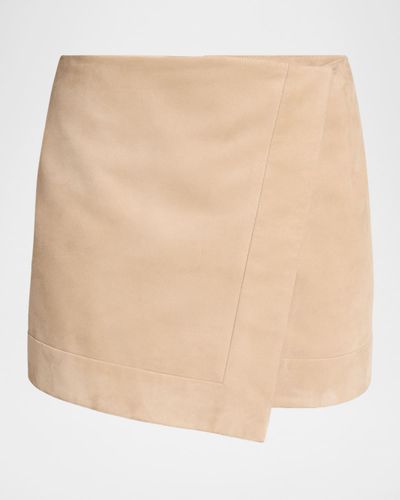 Balmain Asymmetric Suede Mini Skirt