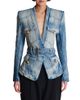 Balmain Balmain 1-Button Belted Denim Jacket - 1