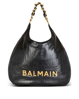 Balmain Balmain 1945 Soft Hobo Large Crinkled Leather Handbag