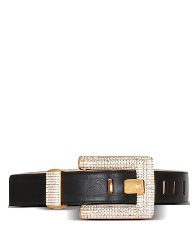 Balmain Balmain Anthem Calfskin and Crystal Belt