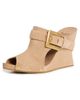Balmain Balmain Anthem Suede Leather Clog Wedges Biscuit - 1