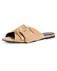 Balmain Balmain Anthem Suede Leather Flat Sandals Biscuit - 1