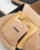 Balmain Balmain Anthem Suede Leather Flat Sandals Biscuit - 6