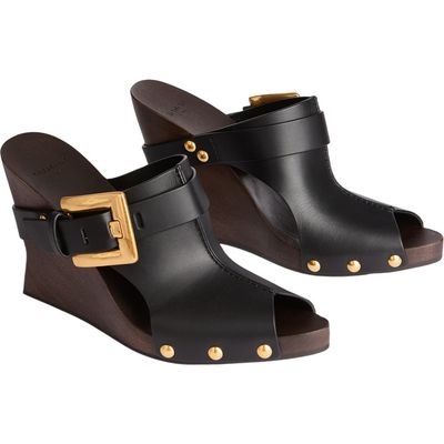 Balmain Balmain Anthem Wedge smooth leather mules