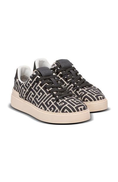 Balmain Balmain B-Court Monogrammed Canvas Trainers