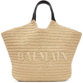 BALMAIN BALMAIN Beige 'BALMAIN' Crochet Tote