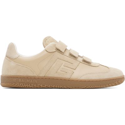 BALMAIN BALMAIN Beige 'Balmain Swan' Suede Sneakers
