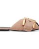 BALMAIN BALMAIN Beige Flat Suede Leather Anthem Mule Sandals - 1