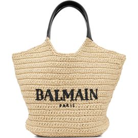BALMAIN BALMAIN Beige Mini 'BALMAIN' Crochet Tote