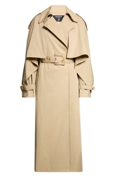Balmain Balmain Belted Cotton Gabardine Trench Coat