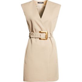 Balmain Balmain Belted Cotton Gabardine Wrap Minidress