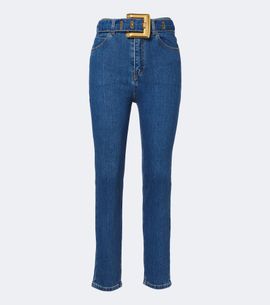 Balmain Balmain Belted high-rise cropped jeans