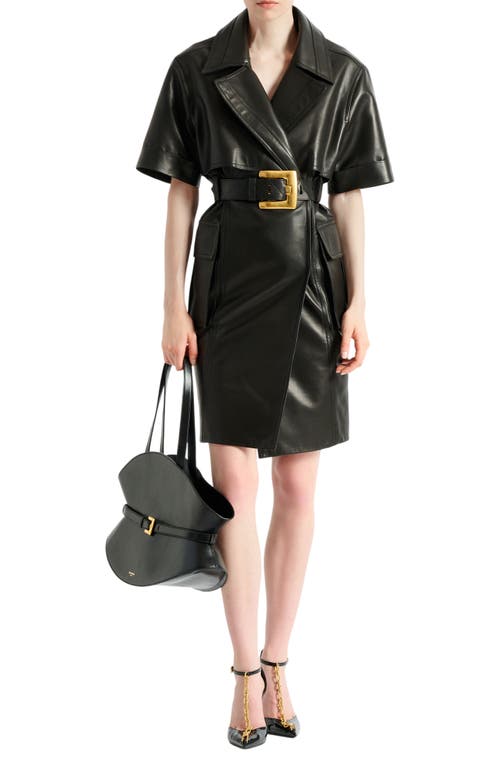 Balmain Balmain Belted lambskin leather dress