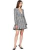 BALMAIN BALMAIN Black & White Buttoned Tweed Flare Minidress - 4