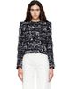 BALMAIN BALMAIN Black & White Cropped Fringed Tweed Jacket - 1