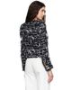 BALMAIN BALMAIN Black & White Cropped Fringed Tweed Jacket - 3