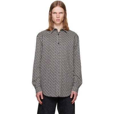 BALMAIN BALMAIN Black & White Monogram Loose Shirt
